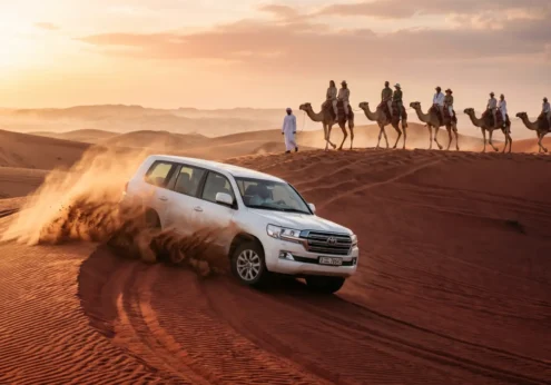 Morning Desert Safari Dubai with Red Dunes & Camel Trekking